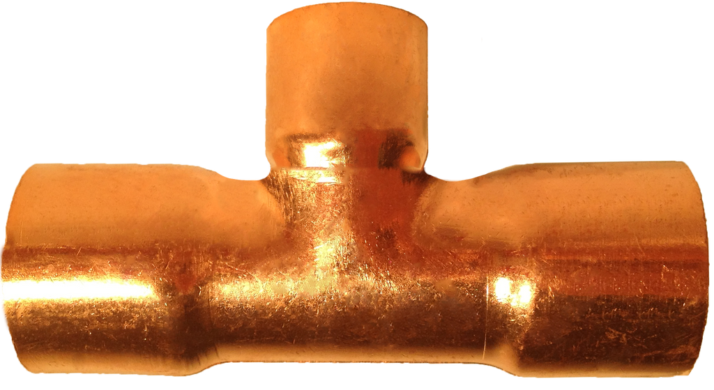 Copper reducing tee, c x c x c, 1/2 x 1/2 x 3/4