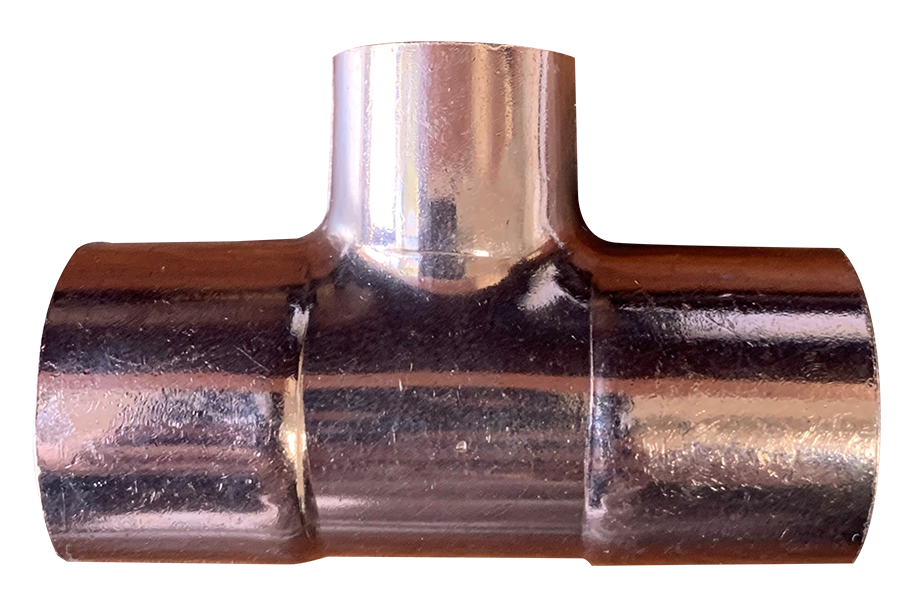 Copper reducing tee, c x c x c, 1 x 1 x 1 1/4