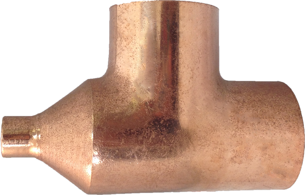 Copper reducing tee, c x c x c, 2 x 1/2 x 2