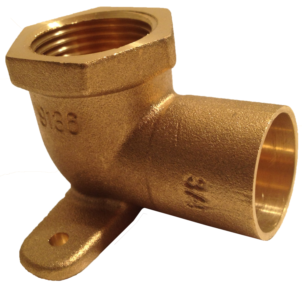 Cast brass sweat 90 ell drop eared, c x fip, 1/2