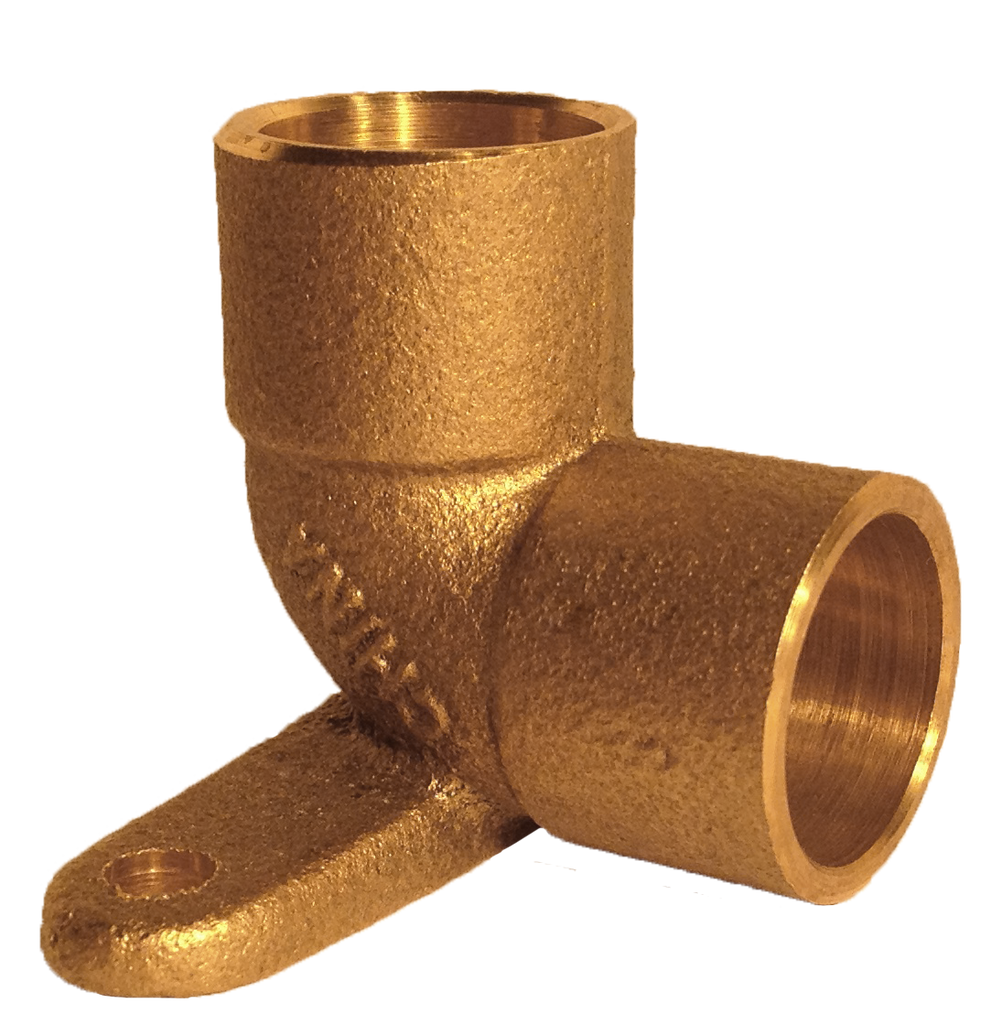 Cast brass sweat 90 ell drop eared, c x c, 1/2