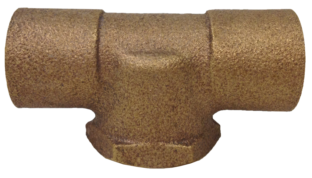 Cast brass sweat tee reducing, c x c x fip, 1/2 x 1/2 x 1/4