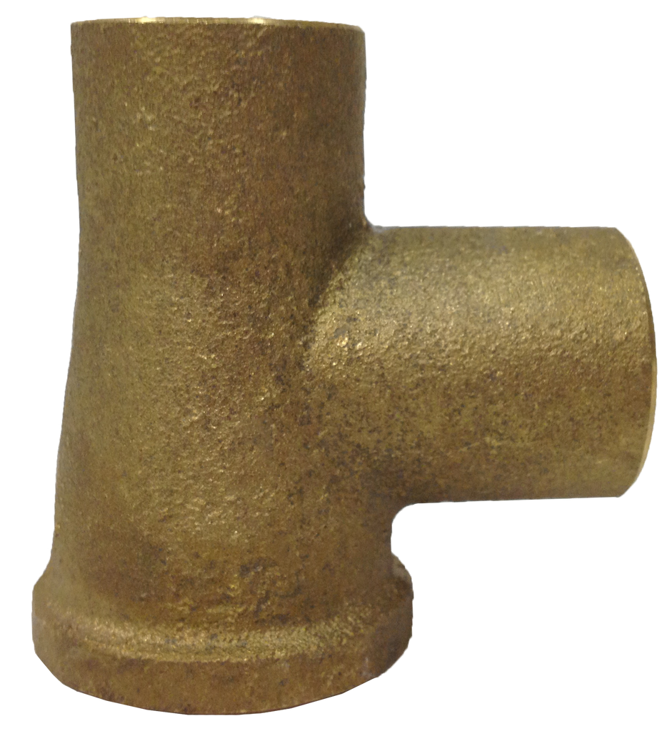 Cast brass sweat tee reducing, c x fip x c, 3/4 x 1/2 x 3/4