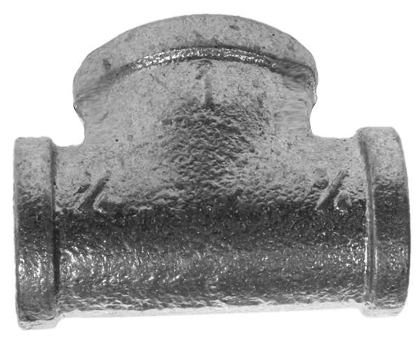 Galv reducing tee, 1/2 x 1/2 x 3/4