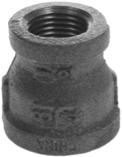 Black reducing coupling, 3/4 x 1/2