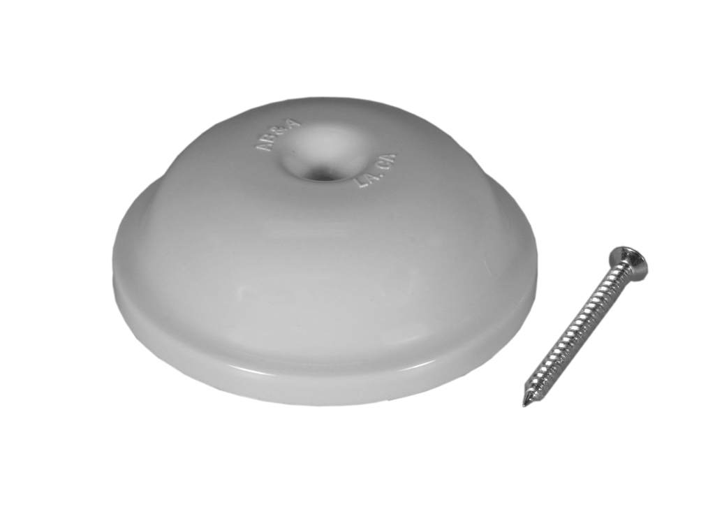 Cleanout cover, bell, white plastic, 4 1/4 w/screw