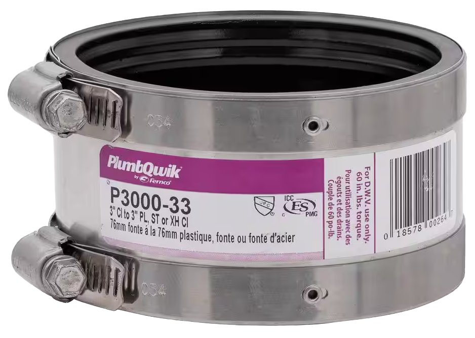 Shielded coupling pvc/ci x pvc/ci 3 (Fernco 3000-33)