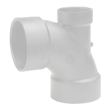 PVCDWV 1/4 bend (90 ell), hub x hub x hub, 3 x 3 x 2, w/low heel inlet