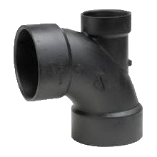 ABS 1/4 bend w/low heel inlet, hub x hub x hub, 3 x 3 x 2