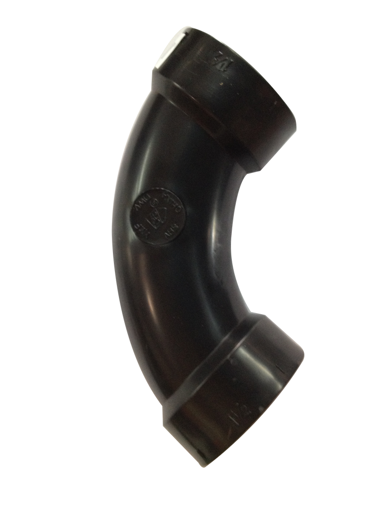 ABS 1/4 bend (90 ell), hub x hub, 1 1/2, long sweep