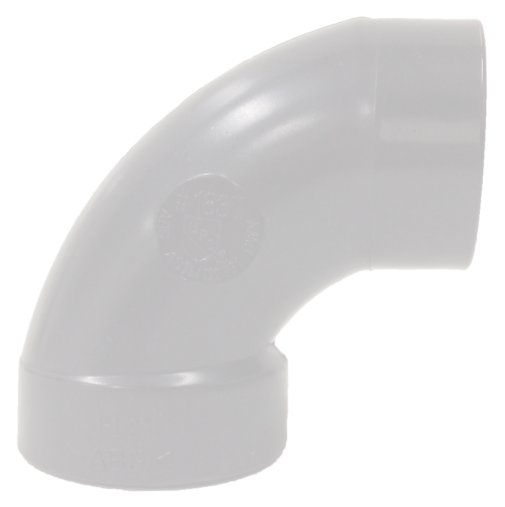 PVCDWV 1/4 bend (90 ell), hub x ftg, 1 1/2 street