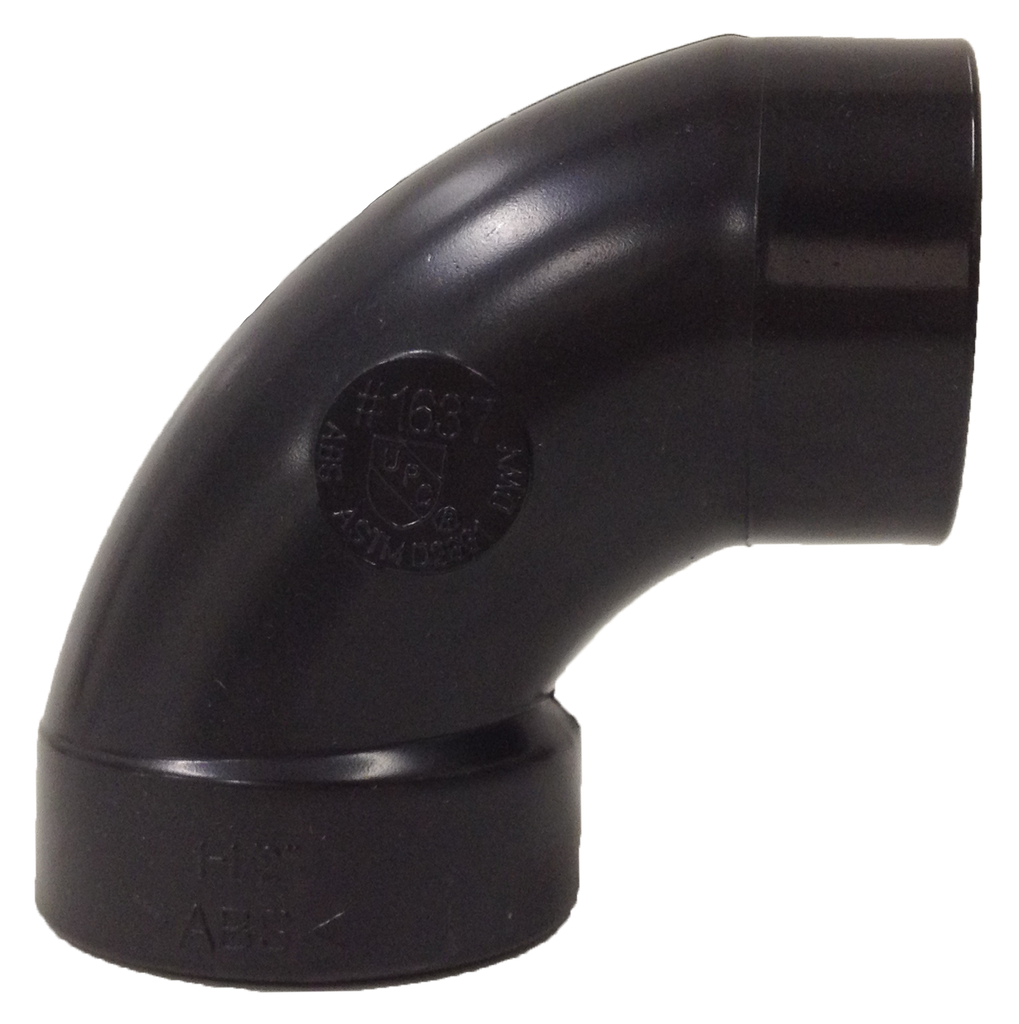 ABS 1/4 bend (90 ell), hub x ftg, 1 1/2 street