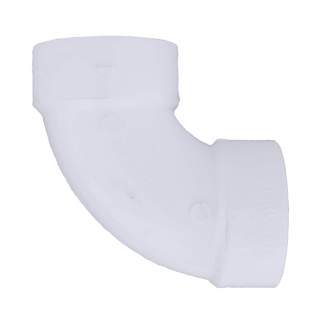 PVCDWV 1/4 bend (90 ell), w/side inlet, hub x hub x hub, 3 x 3 x 2