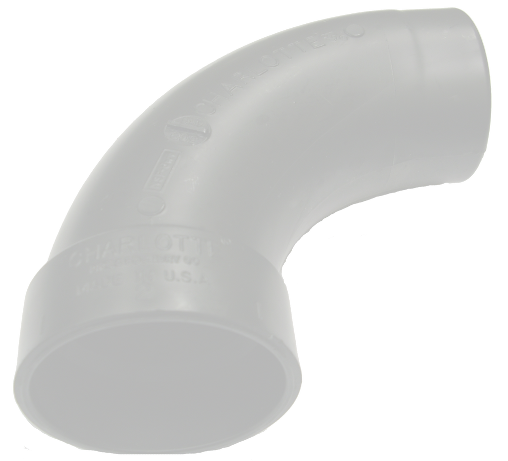 PVCDWV 1/4 bend (90 ell), hub x ftg, 1 1/2 long sweep street