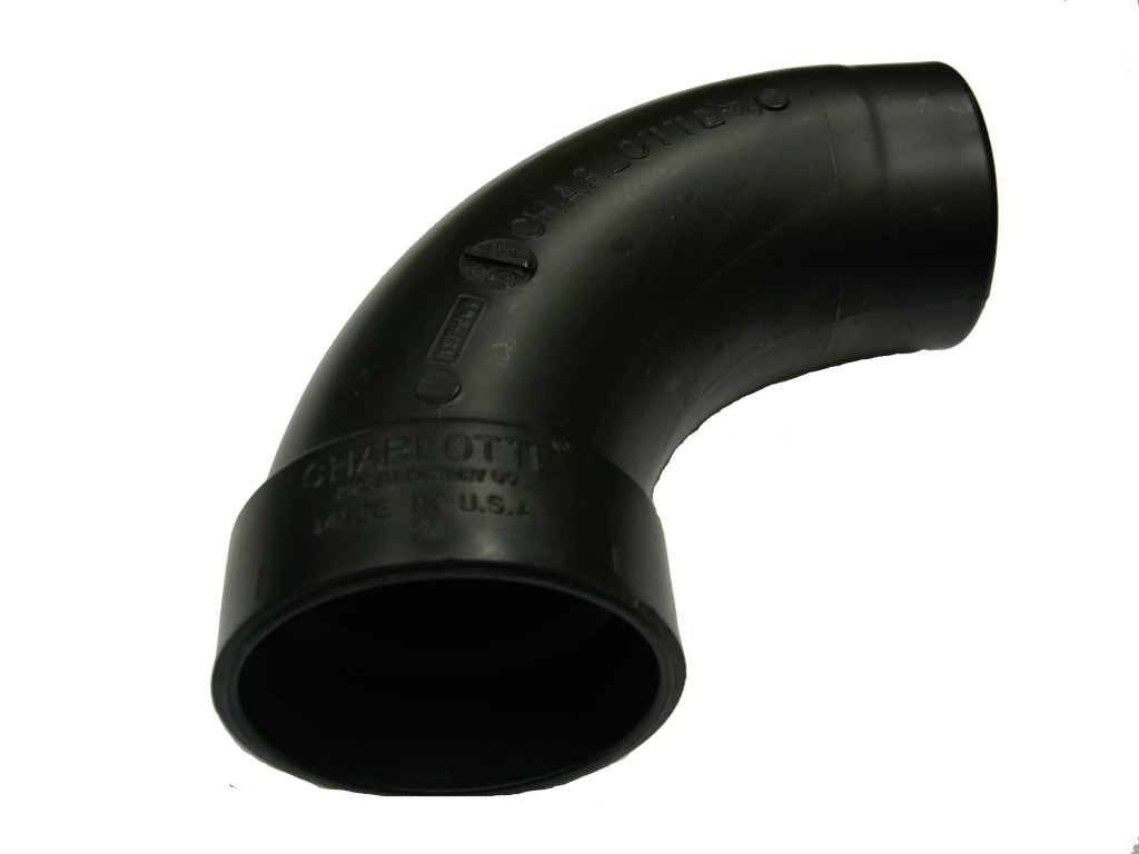 ABS 1/4 bend (90 ell), hub x ftg, 1 1/2  long sweep street