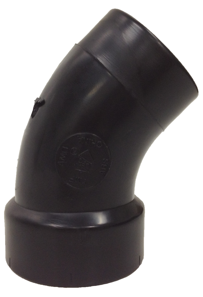 ABS street 1/8 bend (45 ell), hub x ftg, 1 1/2