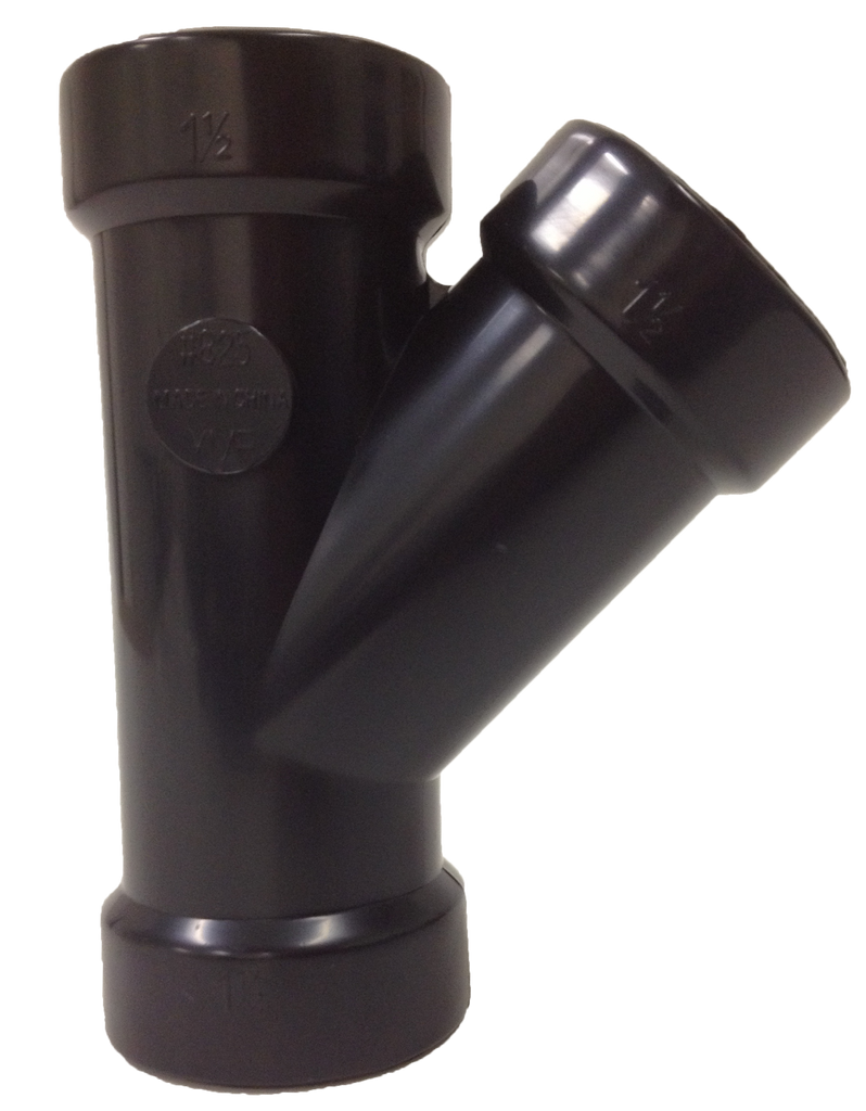 ABS wye, hub x hub x hub, 1 1/2
