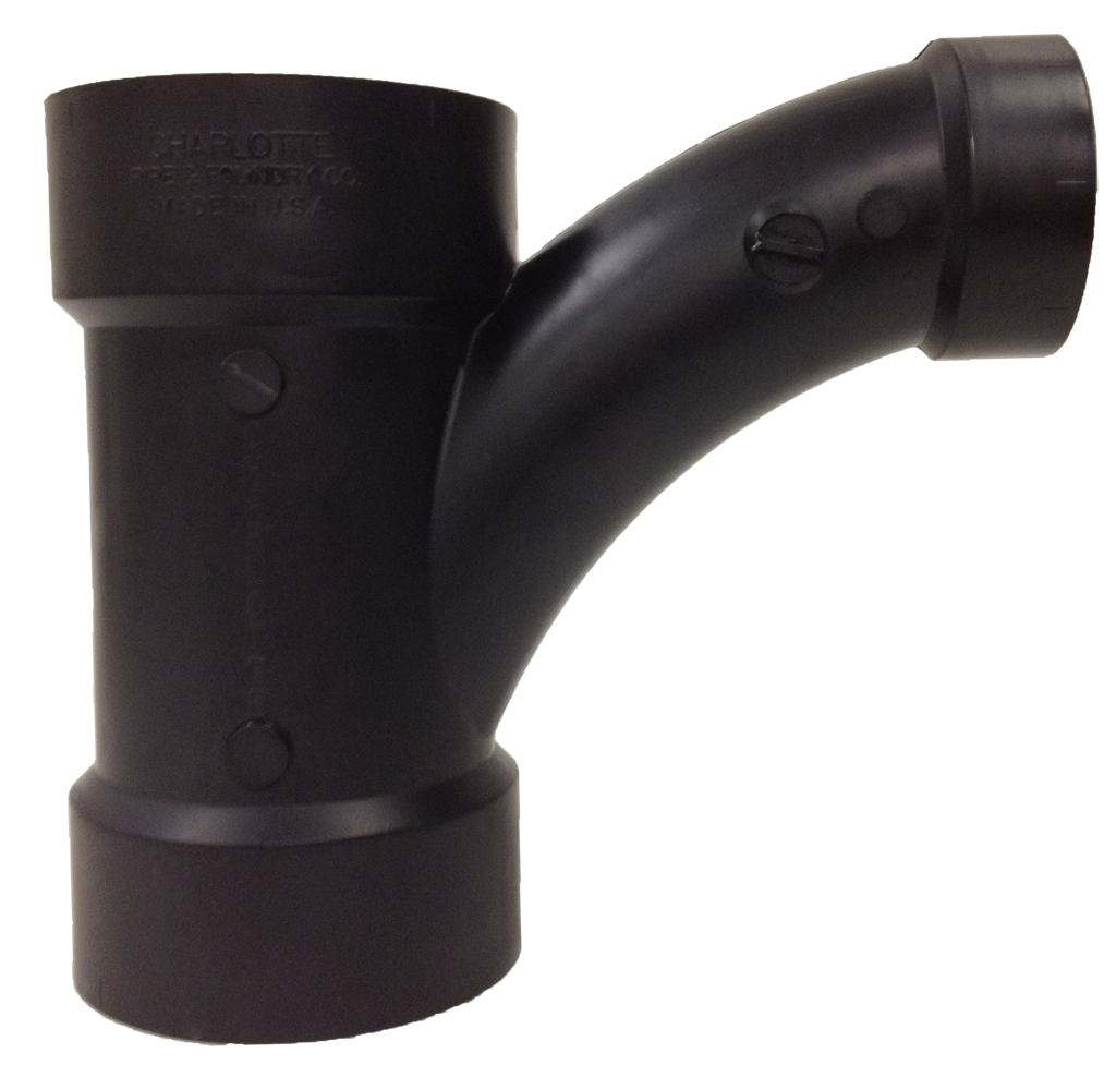 ABS combination wye/1/8 bend, hub x hub x hub, 2 x 2 x 1 1/2