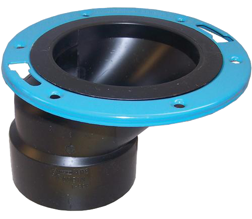 ABS closet flange w/adj metal ring, 4 inside, 3 outside