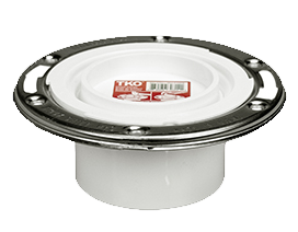 PVCDWV closet flange w/adj metal ring, hub, 4 x 3 w/knockout