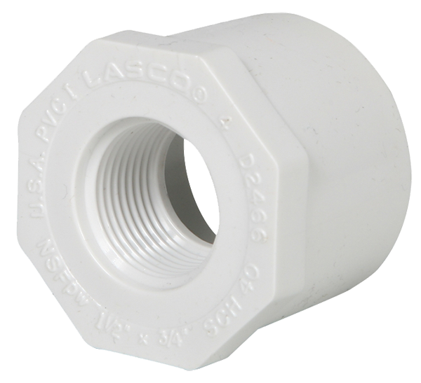 PVC sch 40 bushing, spigot x fip, 1 x 3/4