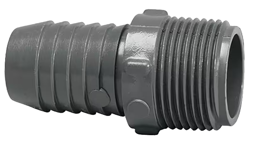 PVC fitting, mip x barb, 3/4