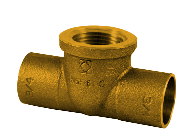 Brass tee 1 x 1 x 3/4