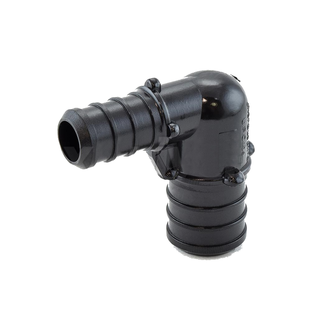 Expansion pex, poly-alloy reducing 90 elbow, 3/4 x 1/2