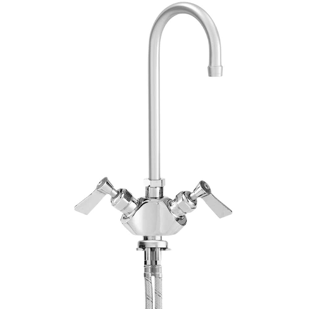 Fisher deck mount faucet single hole w/swivel outlet w/hot and cold handles w/6 swivel goose neck spout (21727 & 21768)