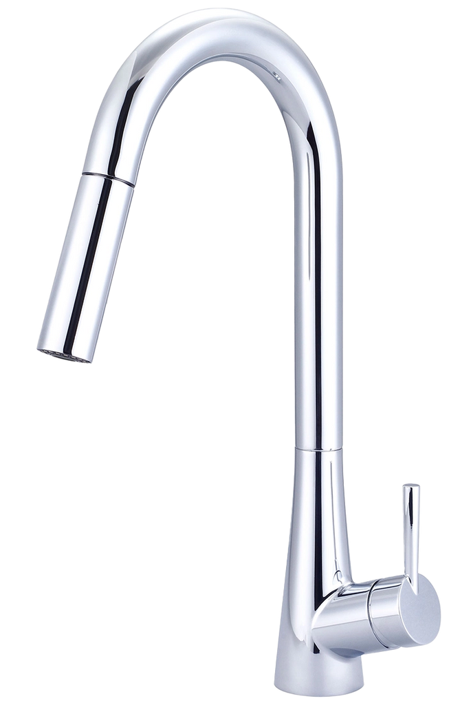 Kitchen faucet single lever handle sleek pull down spray