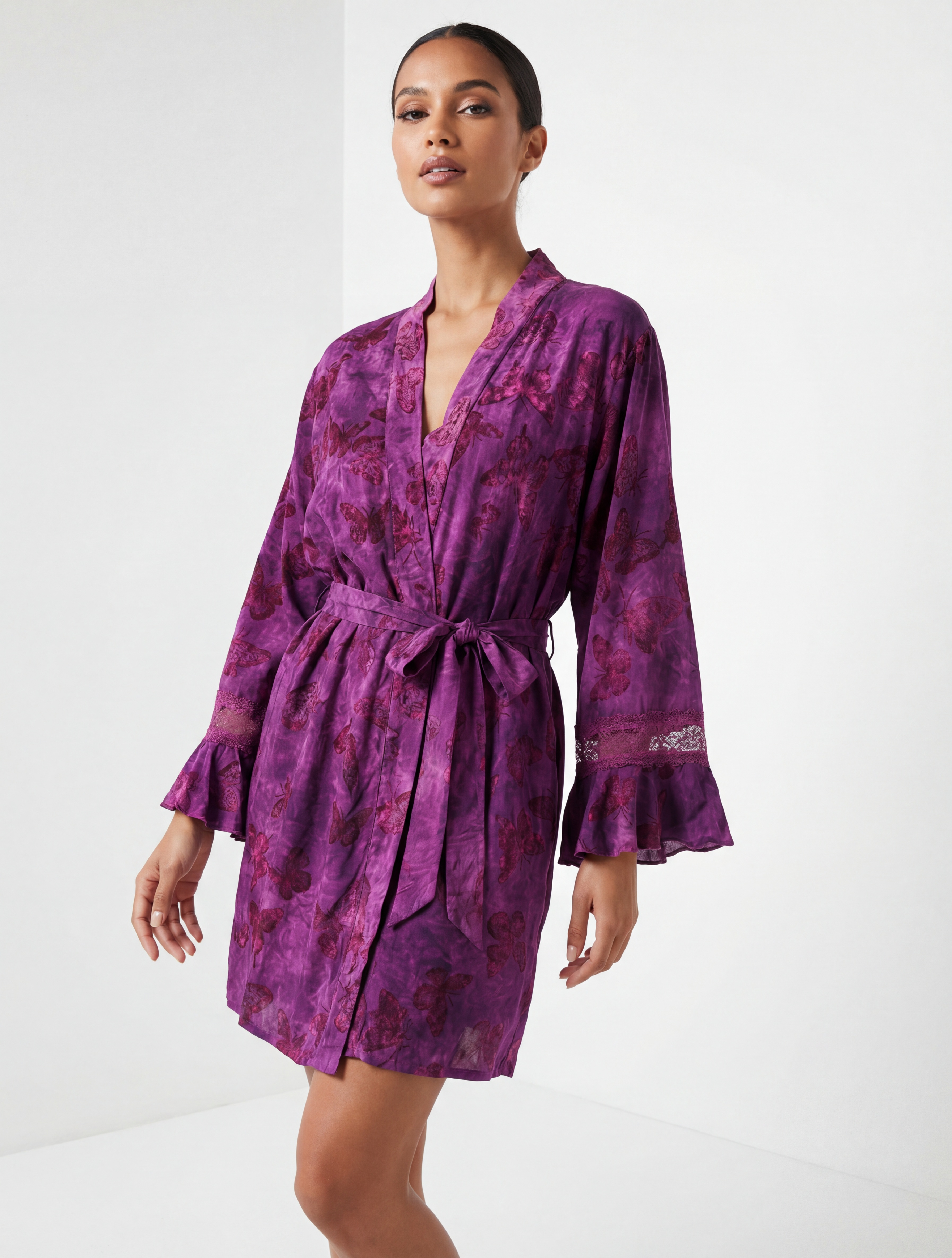 Velvet Touch Mor Gecelik & Sabahlık Seti