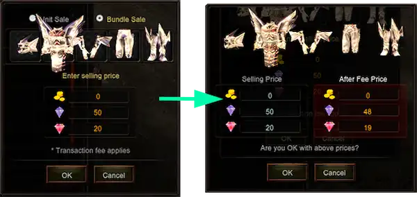 Selling items Personal store Mu Online