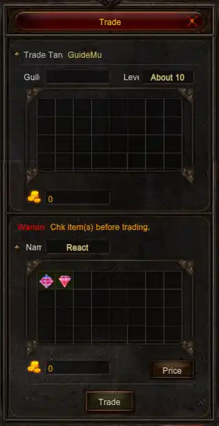 Trade Interface Mu Online