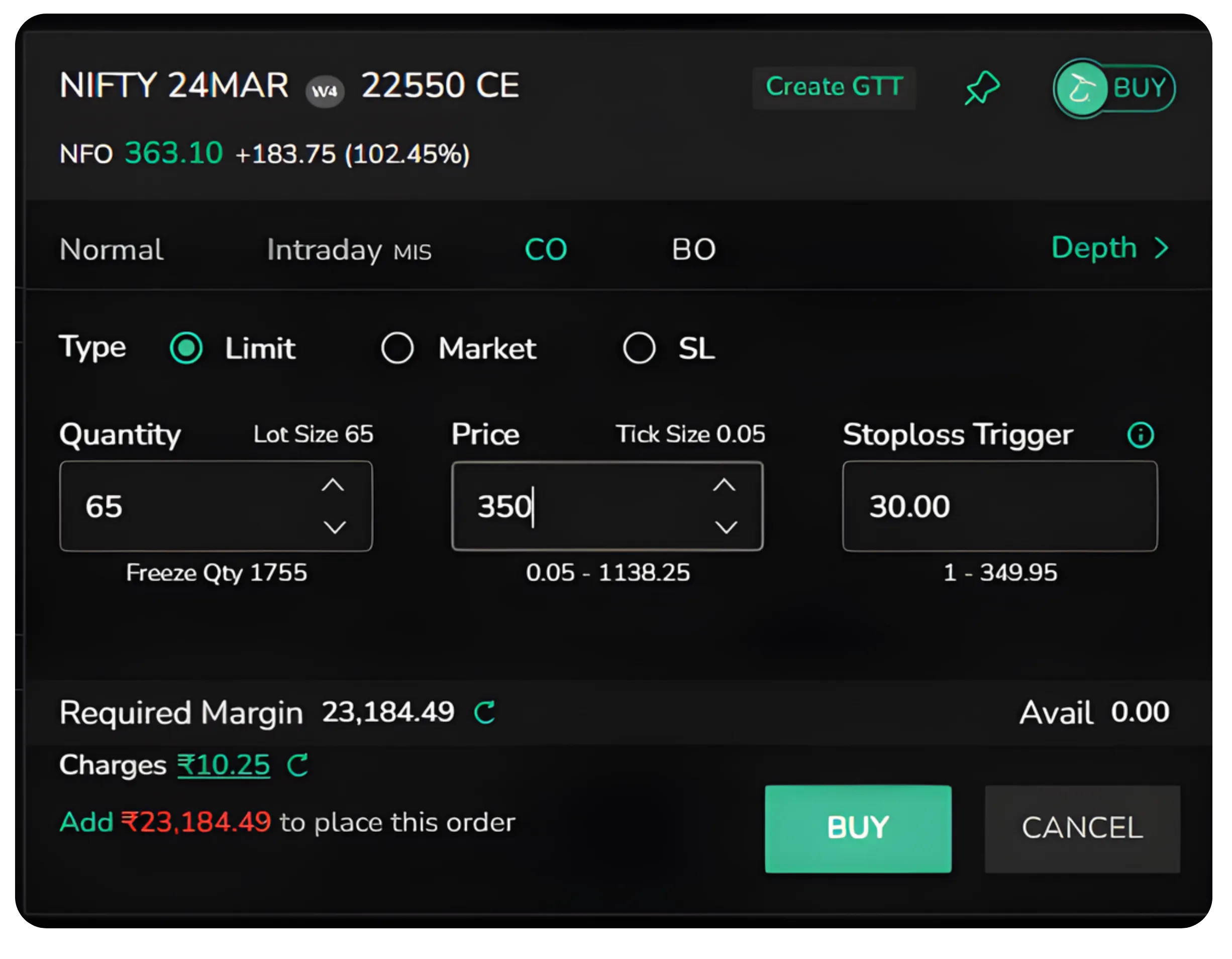 How to Place a Cover Order on CubePlus for Options Trading