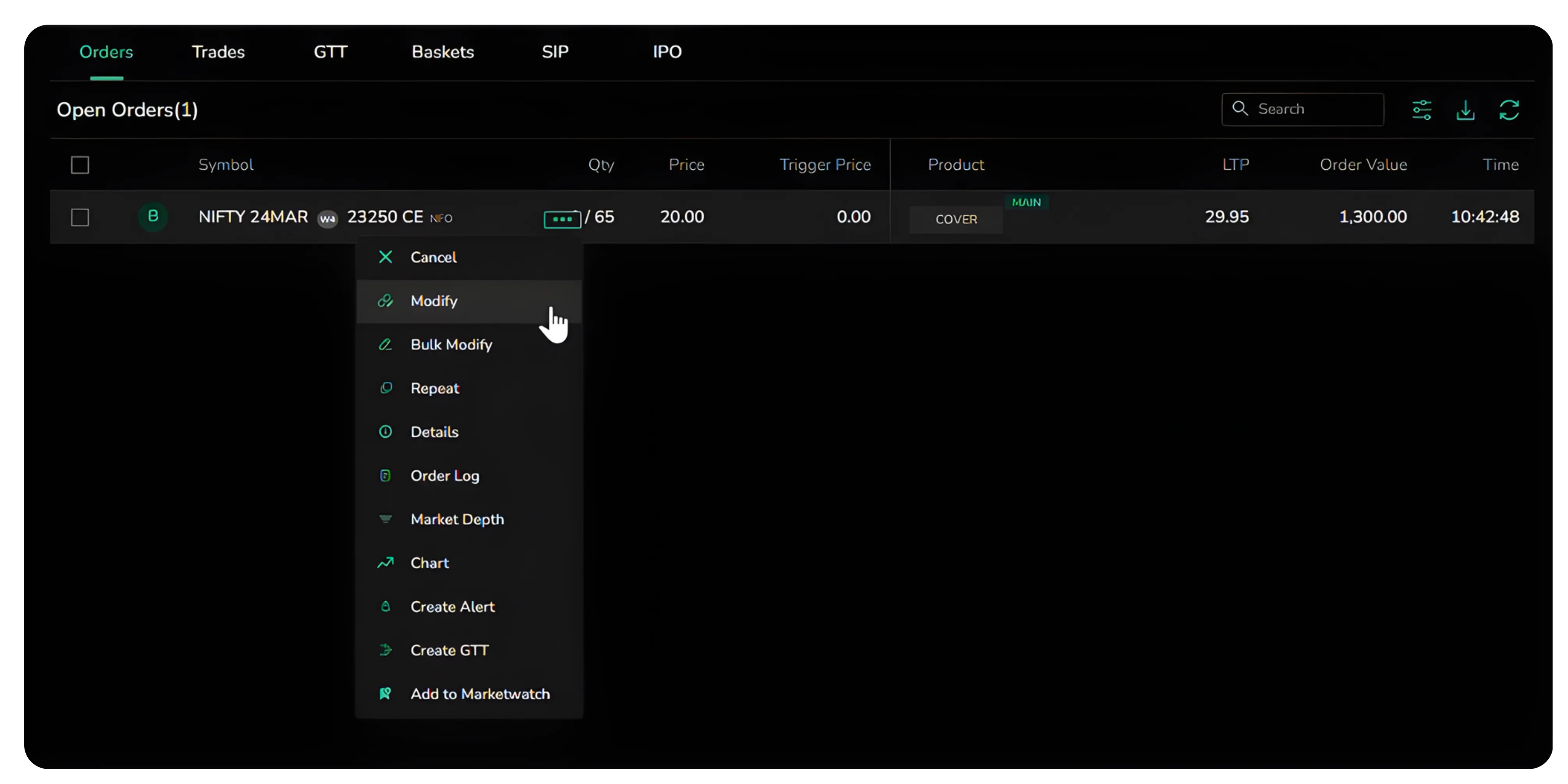 How to Place a Cover Order on CubePlus for Options Trading