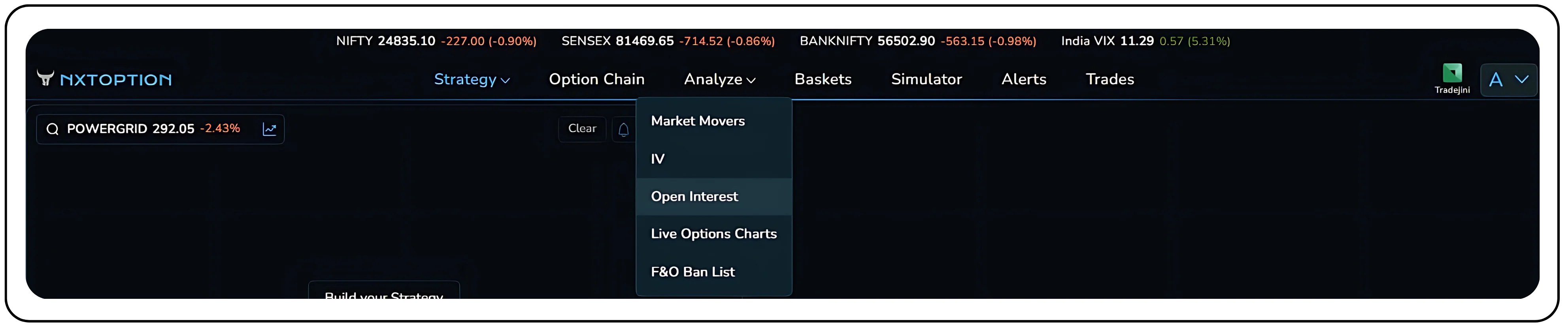 Navigate to the Open Interest Section
