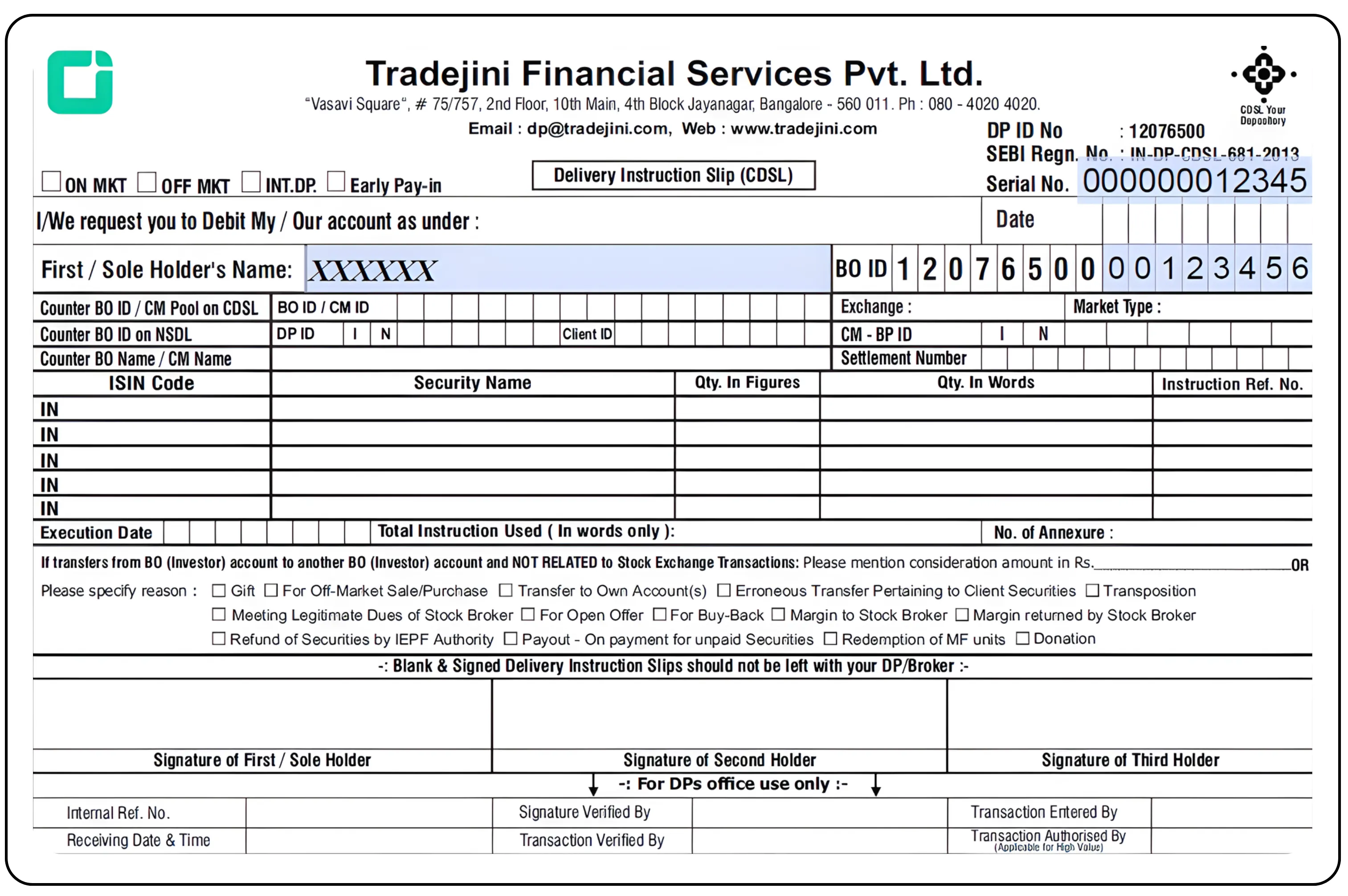 Transferring Shares Off-Market Offline