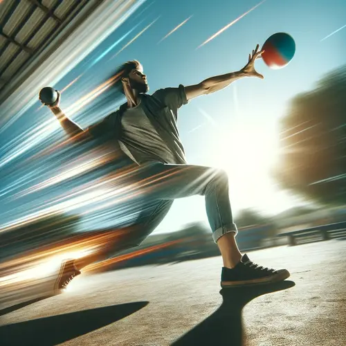 Image of a man yeeting a ball