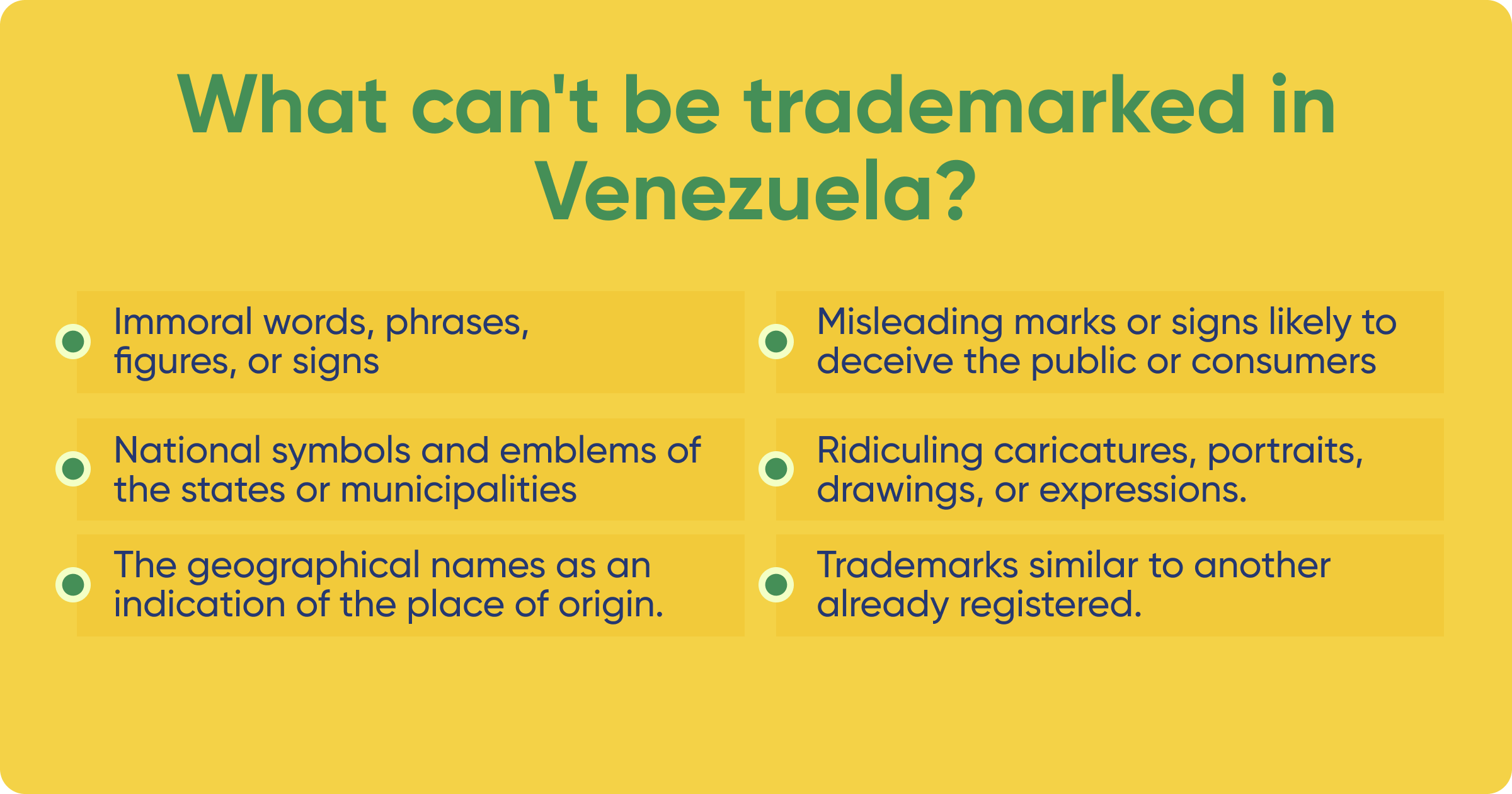 What can't be trademarked in Venezuela?