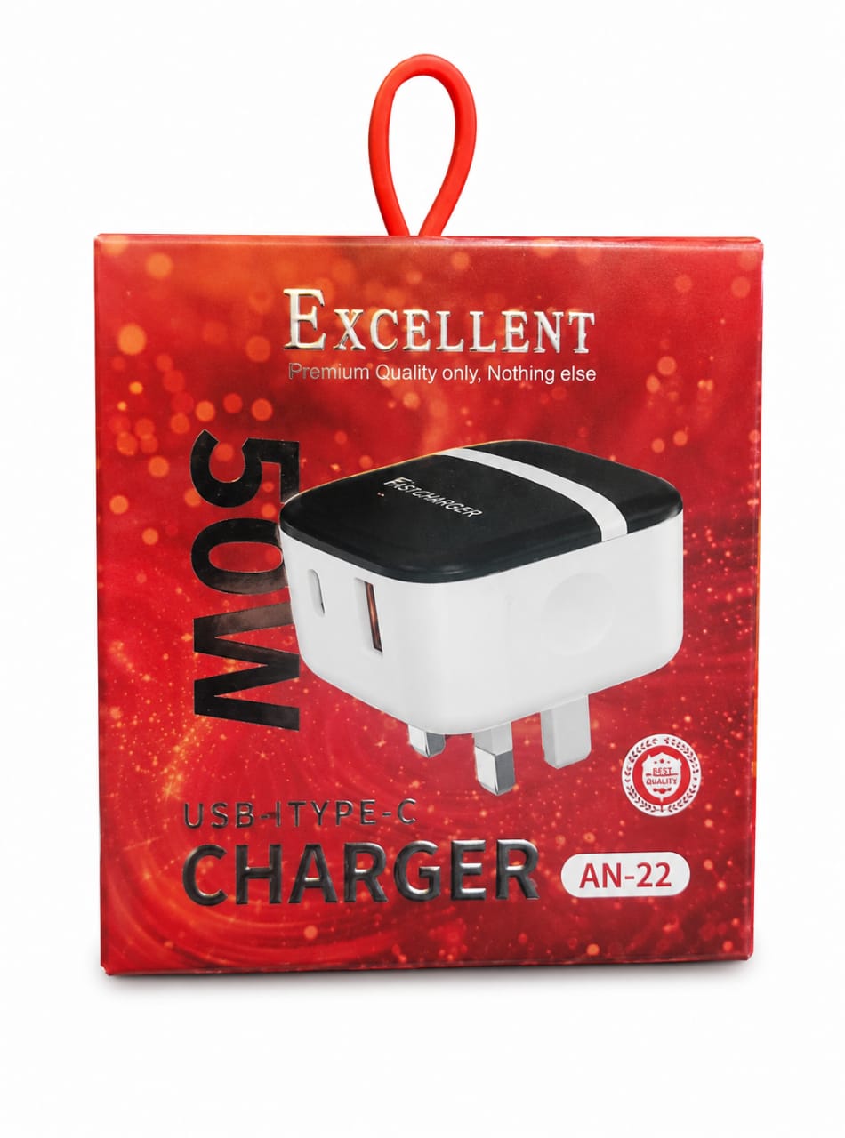 Excellent 50W Charger USB+Type-C