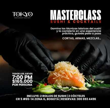 Master class Sushi & Cocktails en Tokio Rooftop en Bogotá