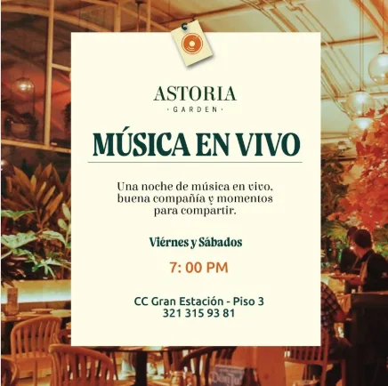 MÚSICA EN VIVO / Astoria Garden en Bogotá