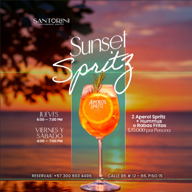 Sunset Spiritz en Santorini en Bogotá