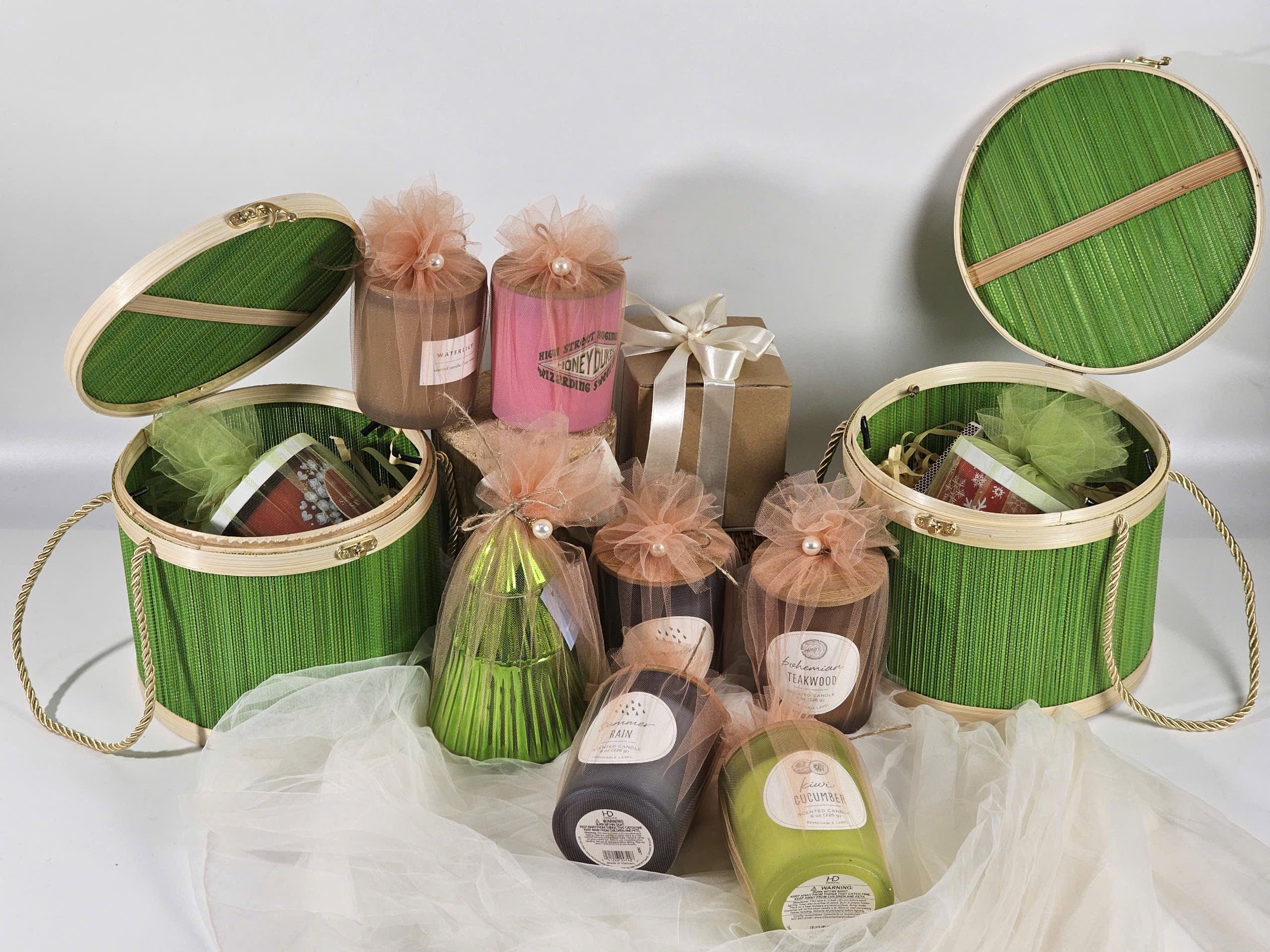 Round Bamboo Gift Basket