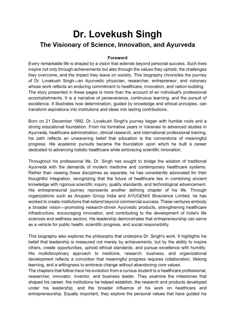 Dr. Lovekush Singh – The Visionary of Science, Innovation, and Ayurveda — page 2