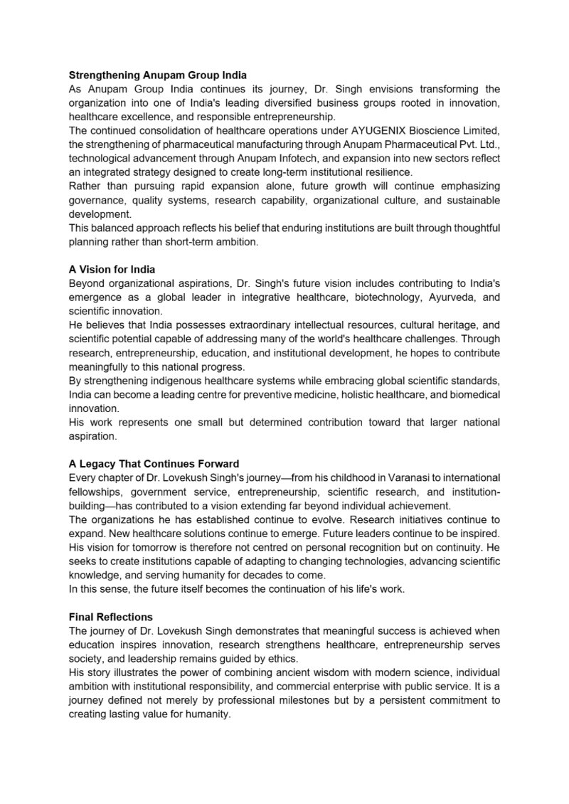 Dr. Lovekush Singh – The Visionary of Science, Innovation, and Ayurveda — page 64