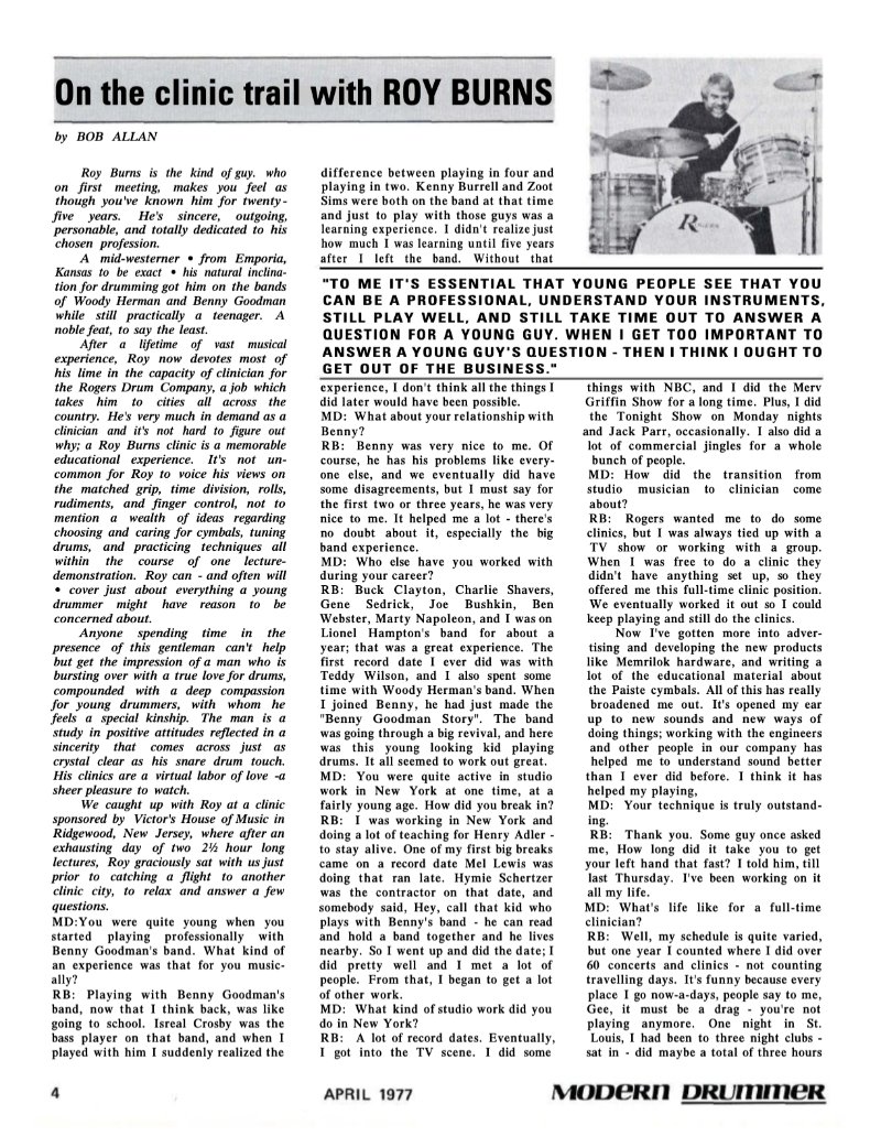 April 1977 - Modern Drummer - Roy Burns — page 4