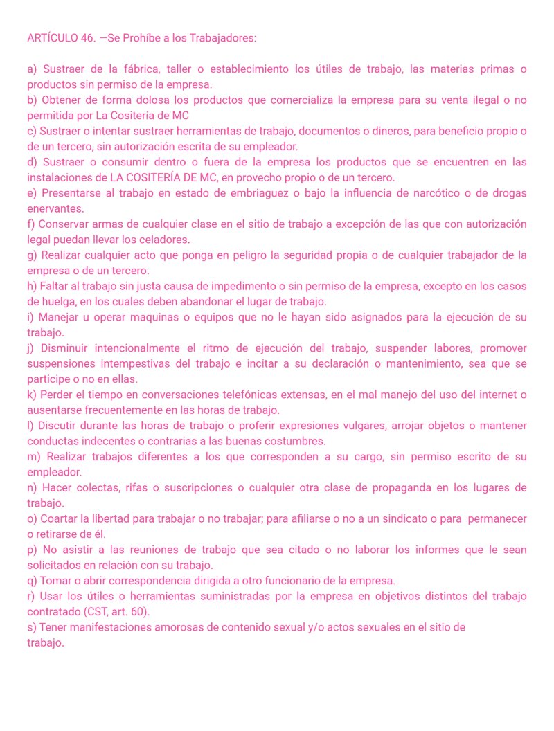 Reglamento Interno La Cositería de Mc — page 15