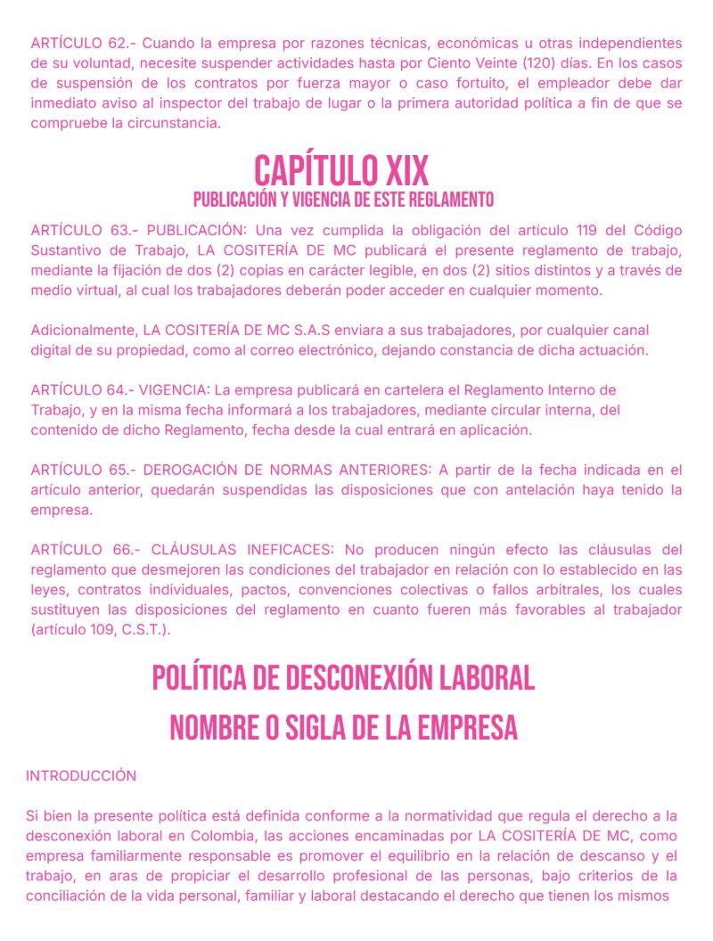 Reglamento Interno La Cositería de Mc — page 29