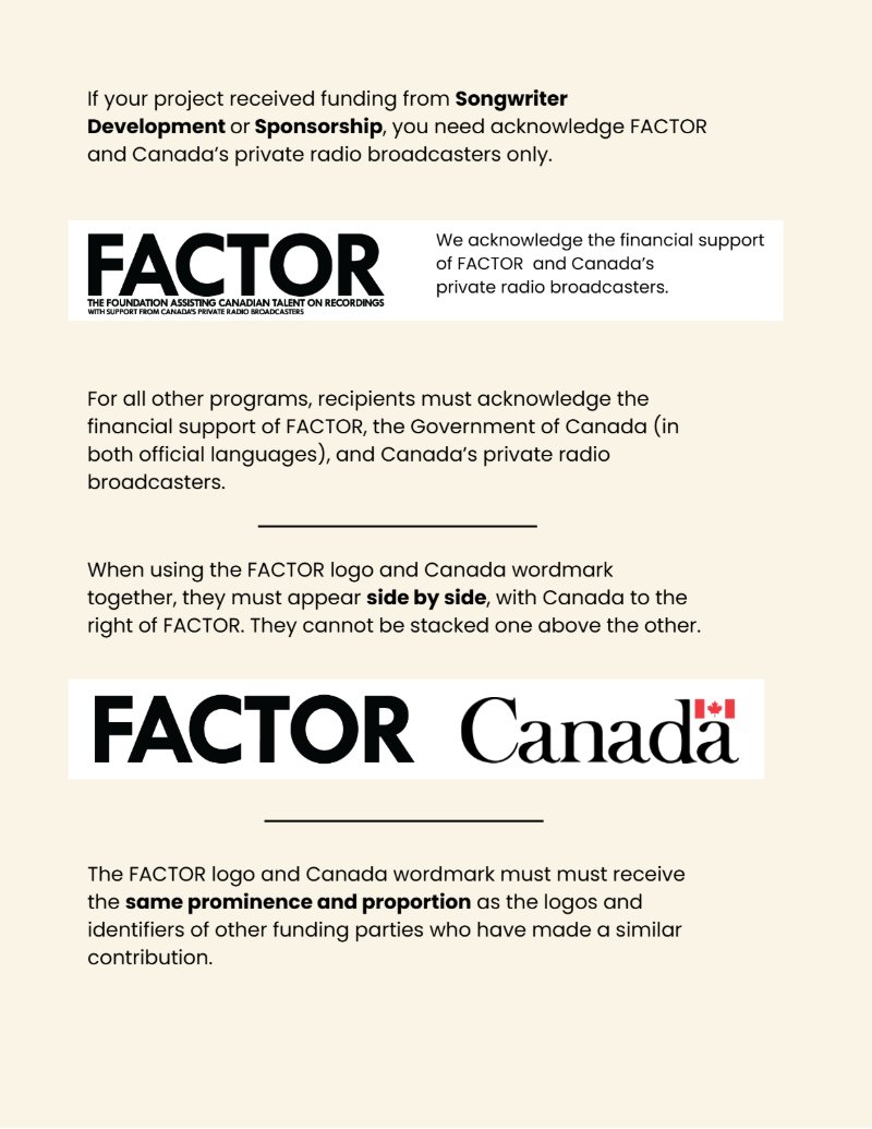 FACTOR Logo and Acknowledgment Guide — page 4